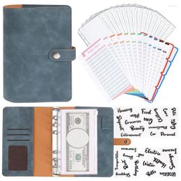 Mini PU Leather A6 Binder Budget Planner Notebook Cash Envelope Organizer System met duidelijke ritszakken kostenbladen.