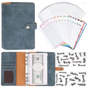 Mini Carpeta A6 de cuero PU, planificador de presupuesto, cuaderno, sistema organizador de sobres en efectivo con bolsillos transparentes con cremallera, hojas de gastos