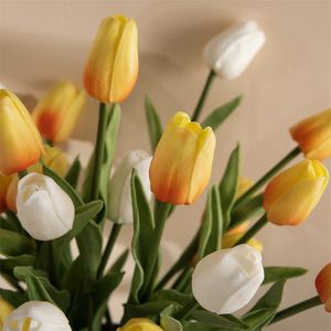 Mini Pu Tulip Kunstbloemen Rood Wit Paarse groene single touch Tulip Fake Flower Room Desktop Decoratie