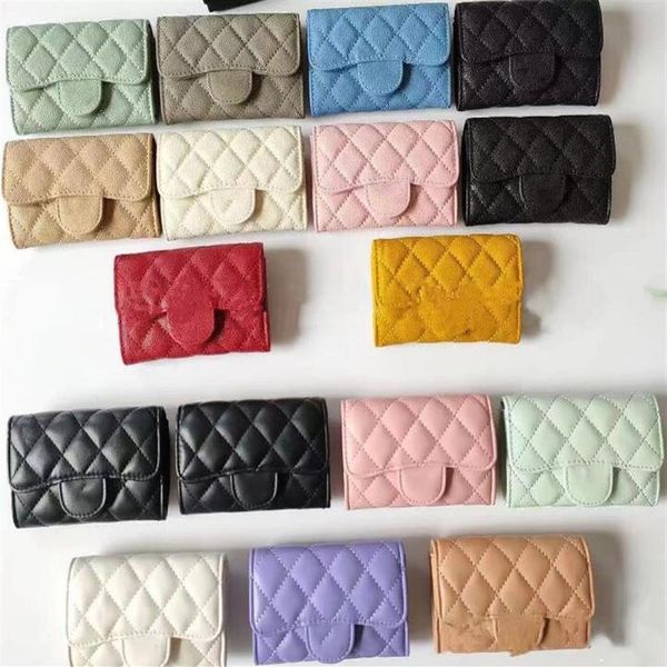 Mini monedero de color puro, bolso con cremallera, carteras con cadena para mujer, tarjetero de cuero, bolsillo corto para chica, bolsos de mano para fiesta de boda C237t