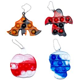 Mini Push Halloween Sensory Fidget Toy Sleutelhanger Simple Dimple Squishy Antistress Reliever voor volwassen kinderen