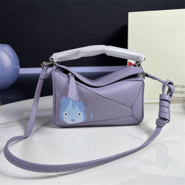 Mini Puzzle Edge Sac à main sac à main Crossbody Body Zipper Litchi Rind Leather Édition limitée Cartoon Small Coal Totoro Designer Sacs Hobo Package