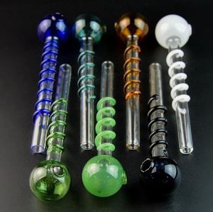 Mini Pyrex Verre Fumer Long Tube Coloré Transparent Bong Conception Innovante Portable À La Main Huile Rigs Outil Gâteau Chaud DHL Gratuit