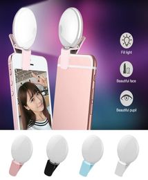 Mini Q Recargable Universal LED Selfie Luz Anillo Luz Flash Lámpara Selfie Anillo Iluminación Cámara Pografía para iPhone Samsung S14191608