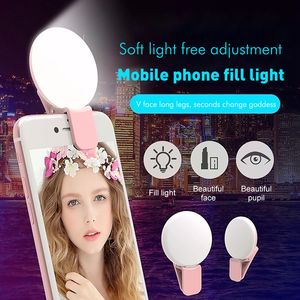 Mini Q Selfie Ring Light Rechargeable LED Light Flash Lamp For Night Photography Fill Light USB Clip Mobile Phone For iPhone Samsung cheap