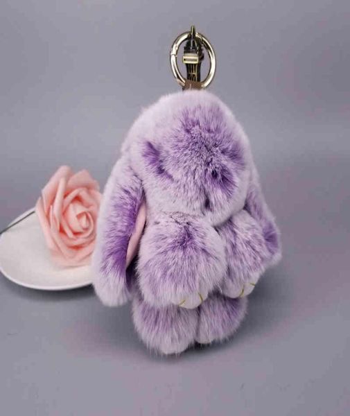 Mini lapin Keychain Rabbit Fur Pompom Clés Chains Femmes Sacs Decorative Pendant Car Clés Accessoires