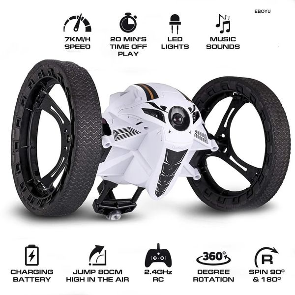 Mini RC Bounce Car Wheels Flexible Roues à grande vitesse Saut à grande vitesse Machine de voiture avec des cadeaux éducatifs électriques LED