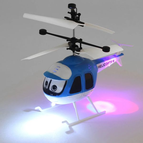 Mini hélicoptère RC jouets volants à induction hélicoptère RC charge USB dessin animé télécommande drone enfant avion jouets jouets de vol intérieur 240117