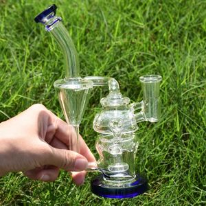 Mini Recycler Tuyaux De Brûleur À Huile Narguilé 7,8 Pouces Bong En Verre Percolateur Shisha Mignon Pipe En Verre D'eau Bleu Clair Tabac Dab Rig 14mm Joint Femelle Pour Accessoires De Fumer