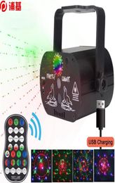 Mini RGB Disco Licht USB Oplaadbaar Rood Groen Lamp DJ LED Laser Podiumprojector Bruiloft Verjaardagsfeestje Lamp Lights253W272g1104215