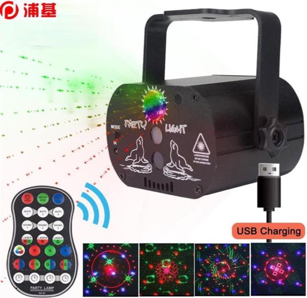 Mini RGB Disco Light USB recargable Red Be Green Lámpara DJ LED Láser Proyector de escenario Boda Fiesta de cumpleaños Lámpara Lights253W272g6937206