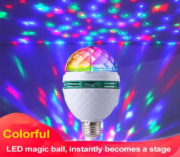 MINI RGB lampe en rotation en couleur pleine 3W E27 85265V Effet de scène rotative automatique Colorful Mini DJ Party Party Stage LED Light Bulb4266181