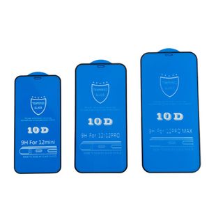 Protecteur d'écran à couverture complète 10D, 200 pièces, en verre trempé 9H, en Fiber de carbone, pour iPhone 12 Mini X 6 6s 7 8 Plus Xs Max