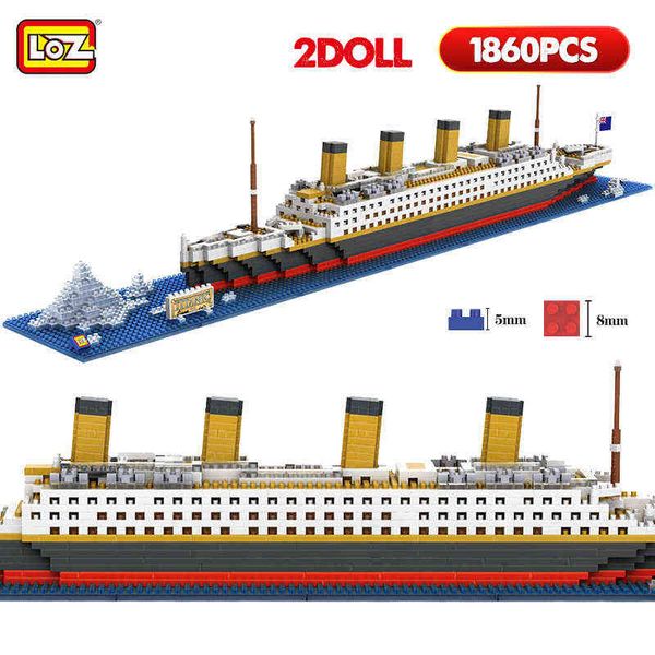 Mini Rms Titanic Ship D Model Building Block Micro Boat Diy Ensamblar Ladrillos Juguetes Educativos Para Niños Regalos J220624