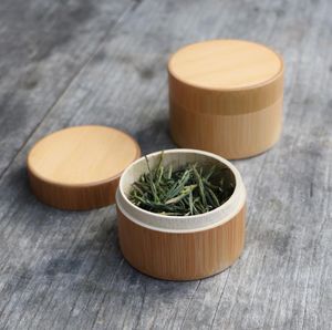 Mini boîte à thé ronde en bambou, boîtes de rangement Maccha, colonne de boîtes à thé de style chinois SN2519