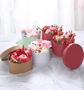 Mini Round Cardboard Paper Flower Boxes Rose Box Valentine039S Day Florist Gift Party Favor Packaging Wedding Decoration Wrap323431060