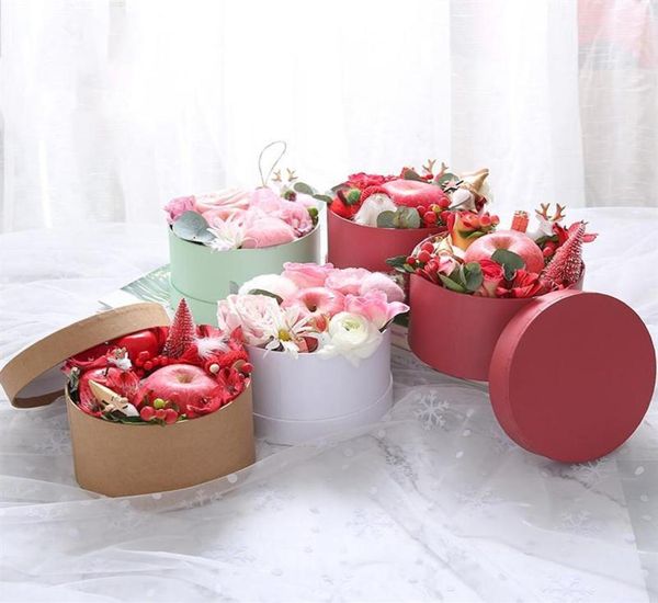 Mini Round Cardboard Paper Flower Boîtes Rose Box Valentine039 Day Florist Gift Party Favor Emballage Décoration de mariage Wrap323453694