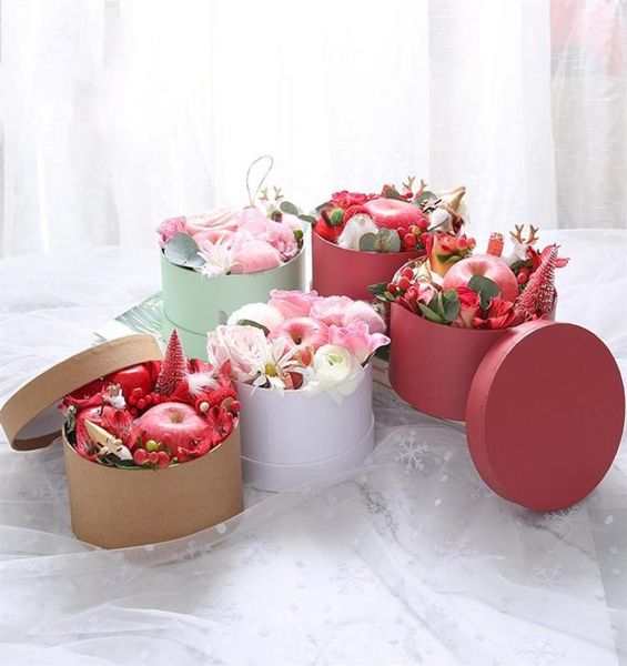 Mini Round Cardboard Paper Flower Boîtes Rose Box Valentine039 Day Florist Gift Party Favor Emballage Décoration de mariage Wrap323431060