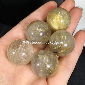 Mini Round Gold Rutile Quartz Crystal Sphere gepolijste natuurlijke gouden rutiele steen orb manifestatie ball feng shui tool rijkdom edelsteen edelsteen genezing zonnevexus chakra