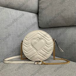 Mini Ronde Marmont Chains Schoudertas Womens Leer Letter Crossbody Designer Circular Bags Merk Tote Purse Portefeuilles 550154