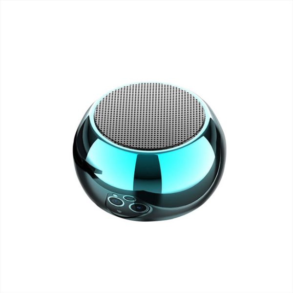 Mini haut-parleur rond en acier sans fil, Boombox, mains libres, caisson de basses, boîte de son, haut-parleur Bluetooth