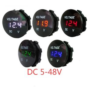 Mini Round Waterproof Motorboat Motorcycle Meter DC5V-48V LED Panel Digital Voltmeter Tester Monitor Display Voltmeter