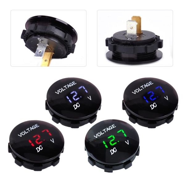 Mini compteur rond étanche pour moto et bateau, DC5V 48V, panneau LED, voltmètre numérique, testeur, moniteur, affichage, voltmètre ZZ