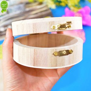 Mini boîte de rangement ronde en bois bijoux petite boîte de rangement boucles d'oreilles anneaux étui de collecte conteneur Rectangle pour le stockage à la maison