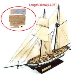 Mini zeilen diy schip montagemodel bouwsteen set klassiek houten boot decoratie hout 3D puzzel speelgoed
