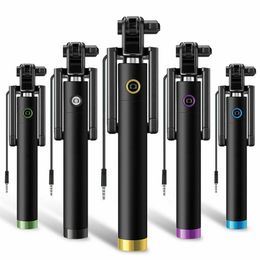 Mini Selfie Stick Monopod Wired Opvouwbare Mobiele Telefoon Houder Remote Sluiter voor iOS Android met Detailhandel