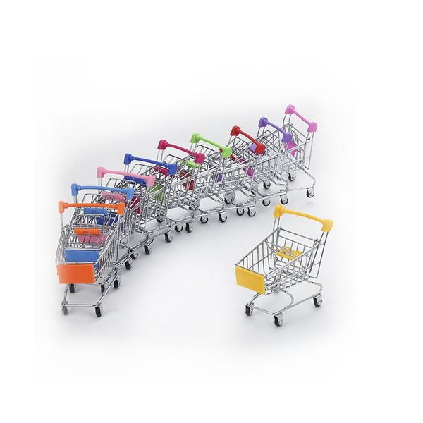 Mini chariot de courses, accessoires artisanaux, petit chariot de supermarché, modèle en métal, jouet œuf