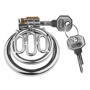 Mini Short Hollow Chastity Cage Dispositivo di castità in acciaio inossidabile Gabbie per cazzi Pene da uomo Anelli per pene Bondage Lock Giocattoli del sesso per gli uomini