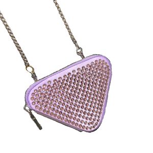 Mini sac à bandoulière pour femmes, portefeuille, petit sac messager à chaîne, Hobos en nylon incrusté, imitation cristal coloré, sac à main