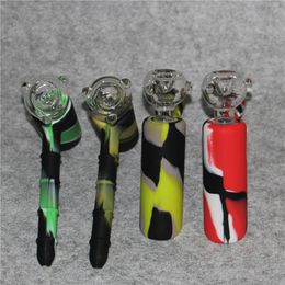 Mini silicone marteau Bongs percolateur tuyaux de narguilé portables barboteur verre Bong tuyau d'eau bongs bol