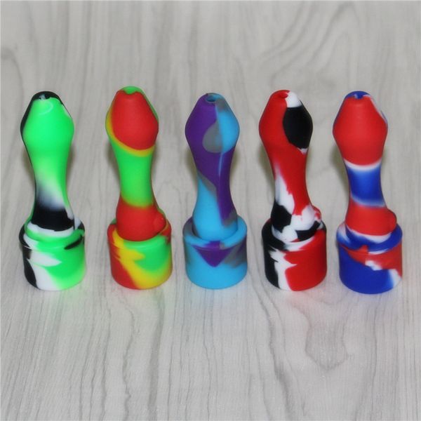 Narguilés Mini Silicone Nectar pipes avec pointe en titane clou de quartz 10mm Joints Concentré Dab Straw Caps Glass Oil Rigs