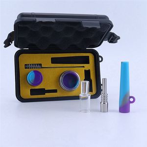 Mini Siliconen Nector Collectors Hookah Kit 10 mm gewricht Kleine NC Kits Oil Dab Rookpijp met titanium nagel Dank Reinigingsborstel Glazen kom doos