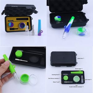 Mini silicone Nector Collectors Kit de narguilé DHL Free 10mm Joint Oil Dab Rigs Pipe à fumer Petits kits NC avec titane Nail Dab Brush Glass Bowl Box Pack