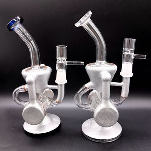 Mini Silver Glass Water Recycler Bong Hookahs Oil Dab Rigs Smoking Pipes with Accessories