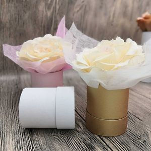 Mini Enkele Bloem Emmer Bloem Box Single Rose Round Flower Box Florist Bouquet Dozen Barrel voor Valentijnsdag Huwelijksfeest 210724