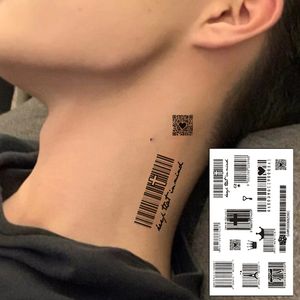 Mini Size Body Art Sex Waterdichte Tijdelijke Tatoeages Voor Mannen En Vrouwen Individualiteit 3d Liefde Barcode Ontwerp Tattoo Sticker