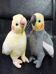 Mini taille réaliste gris calopsitte jouets en peluche vraie vie doux jaune perroquet oiseaux peluches jouet poupées cadeaux pour les enfants LJ2011263001621