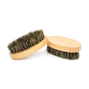 Mini brosse de poche pour barbe, poils du visage, moustaches, nettoyage de la moustache MOQ 50 PCS OEM personnalisé LOGO manche en bois avec poils de sanglier purs pour hommes outil de toilettage