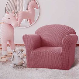 Mini Size Sofa Cover 1 Seat Soft Fauteuil Couch Cover Solid Color Elastische Stretch Mini Size Settee Slipcover voor Kinderstoel 211102