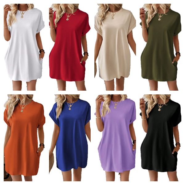 mini jupe robe décontractée robe d'été jupe couleur solide au-dessus du genou une ligne poches naturelles élégantes vacances d'été s robes 2xl devise whitedress femme robe vestidos