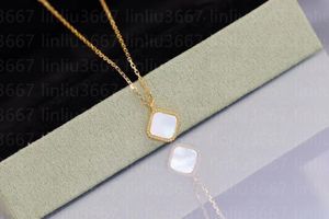 Collier Mini Sliver 18K Mère de Pearl Classic Chain Shell for Women Wedding Jewelry For Girl Gift Four Leaf Clover Pendant Colliers Collier quadrilatère