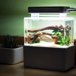 Mini pequeño acuario de acuarios interfaz USB con lámpara LED lámpara de agua ligera flitadora de peces decoraciones para el hogar suministros de acuario