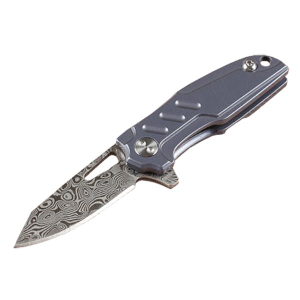 Mini petit couteau pliant Flipper VG10 lame en acier damas TC4 poignée en alliage de titane roulement à billes EDC couteaux de poche H5334