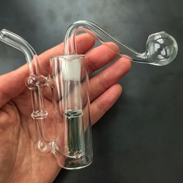 Mini petit narguilé en verre Brûleur à mazout Pipe à fumer 3,5 pouces de hauteur Tuyaux en verre Attrape-cendres Bong Percolater Bubbler Dab Rig 10 mm Bol à tabac mâle pour fumeurs Cadeaux