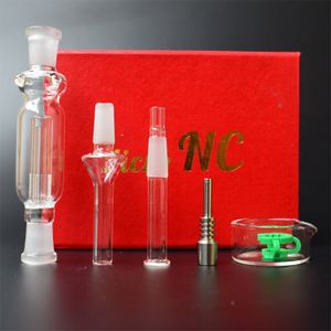 Mini kit de tubos de vidrio pequeños Micro kits para fumar Cachimbas Junta de 10 mm con punta de clavo de titanio Dabber Reclaim Straw Box