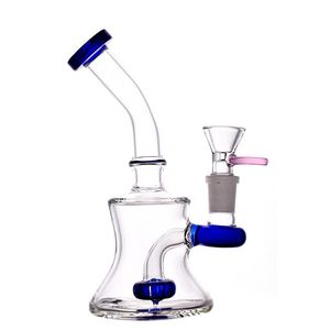 Mini Petit Oil Dab Rigs 7Inch Narguilés Épais Percolateur Bongs En Verre Coloré Rose Bleu 14mm Conduites D'eau Avec Verre Banger Bol À Huile